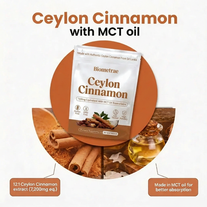 Ceylon Cinnamon 7200mg Equivalent with MCT Oil.