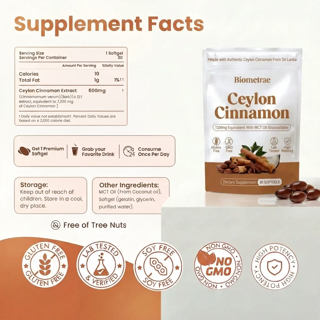 Ceylon Cinnamon 7200mg Equivalent with MCT Oil