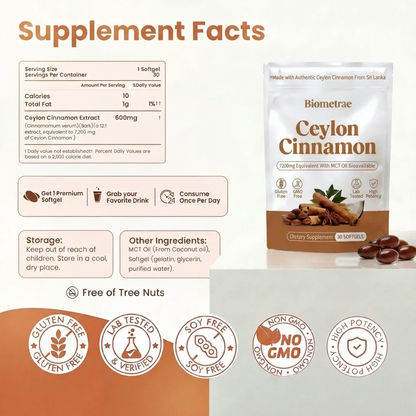 Ceylon Cinnamon 7200mg Equivalent with MCT Oil